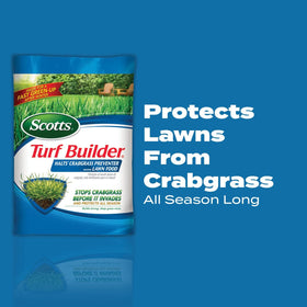Scotts Turf Builder fertilizer granules ready to feed deep roots.