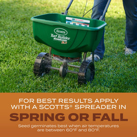 Scotts Turf Builder Grass Seed High Traffic Mix soil and sun arrangement for sunny spots.