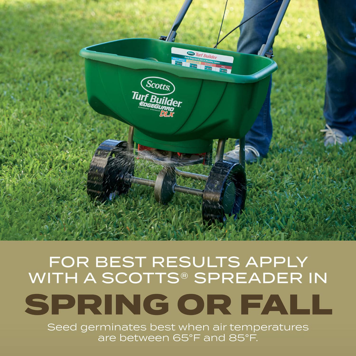 Lush green lawn aided by fertilizer and soil improver in the blend