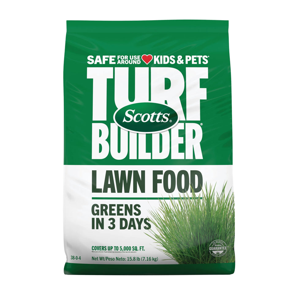 Scotts Turf Builder Lawn Food delivers quick green-up in 3 days for all grass types when used as directed.