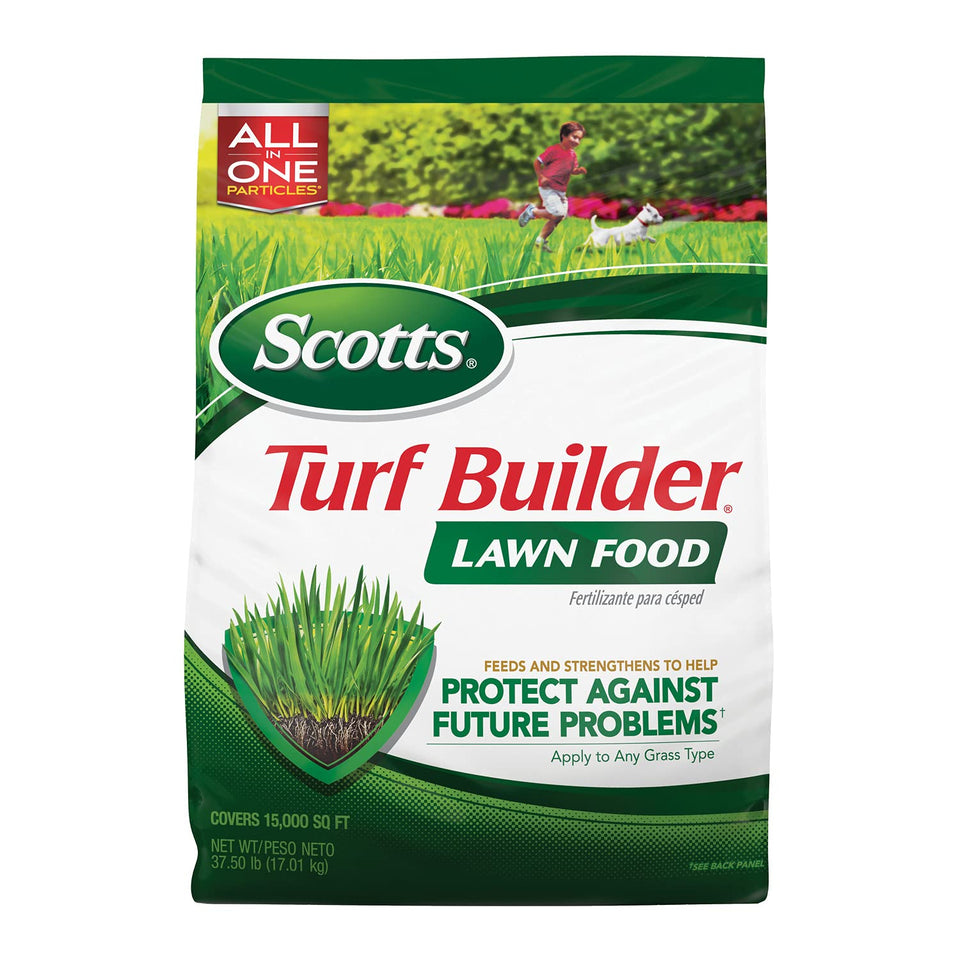Scotts Turf Builder Lawn Food Northern bag ready for 15,000 sq ft coverage.