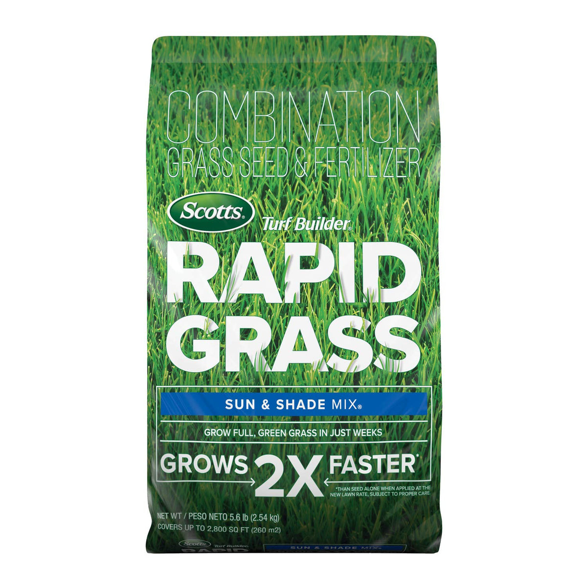 Scotts Turf Builder Rapid Grass Sun and Shade Mix bag ready for quick green growth