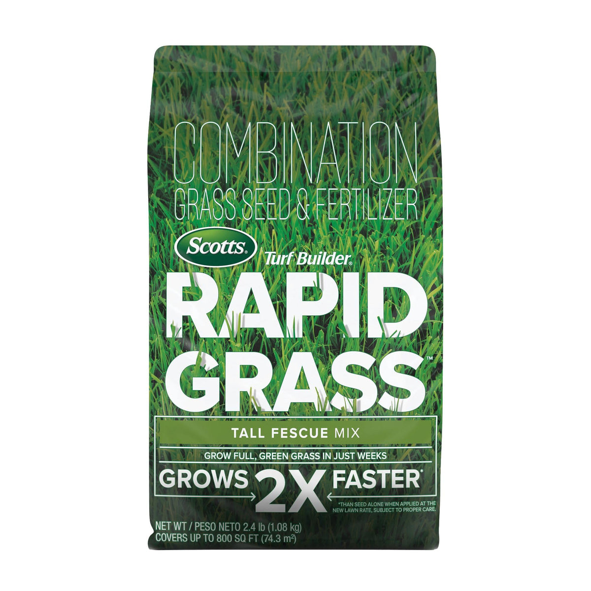 Scotts Turf Builder Rapid Grass Tall Fescue Seed Bag ready for fast establishment.