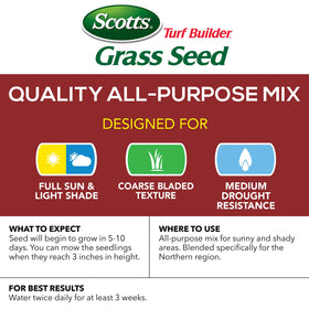 Scotts Turf Builder Seed covers up to 8,000 sq ft for efficient lawn repair.