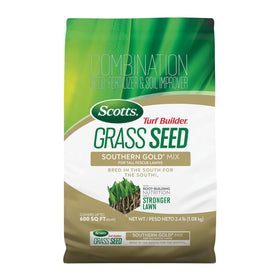 Scotts Turf Builder Southern Gold Mix bag with tall fescue seeds for a lush lawn