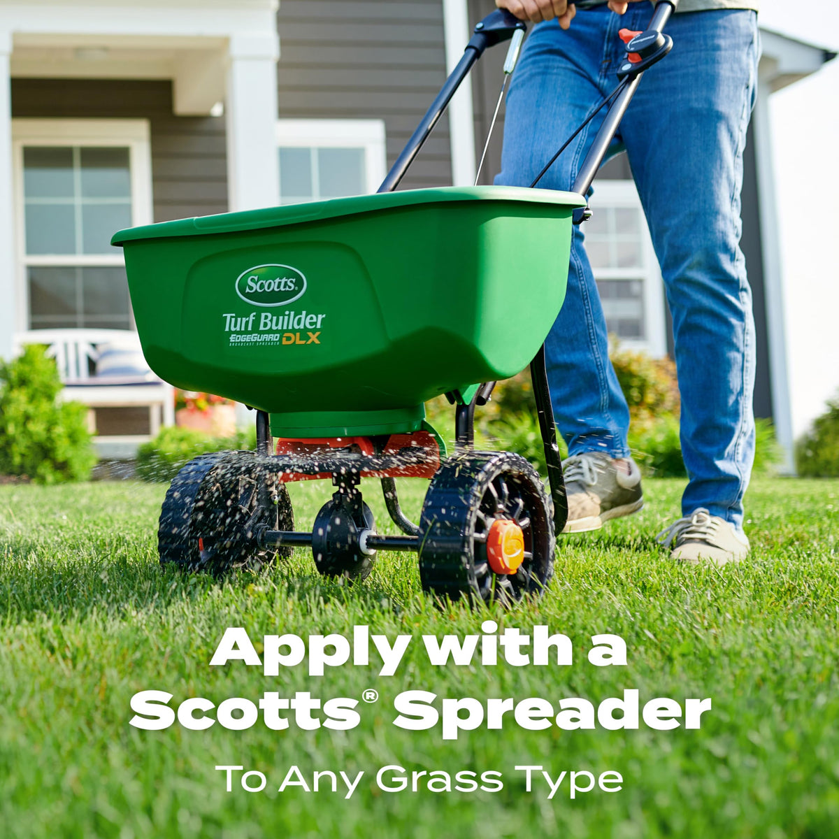 Scotts Turf Builder SummerGuard spreader settings for rotary application ensuring even distribution.