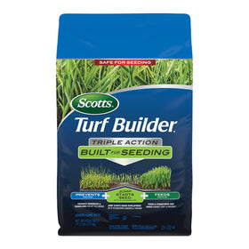 Scotts Turf Builder Triple Action bottle front ready to protect new grass and prevent weeds.