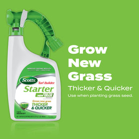 Scotts Turf Builder Triple Action Seeding bottle helps prevent crabgrass and dandelion while feeding.