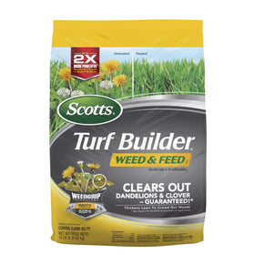Scotts Turf Builder Weed & Feed3 bag showing weed control for healthier lawns