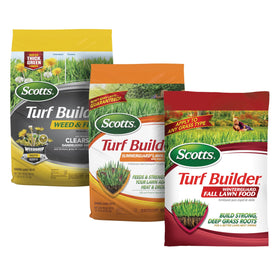 Scotts Weed & Feed5 bottle targets dandelions and clover while thickening turf.