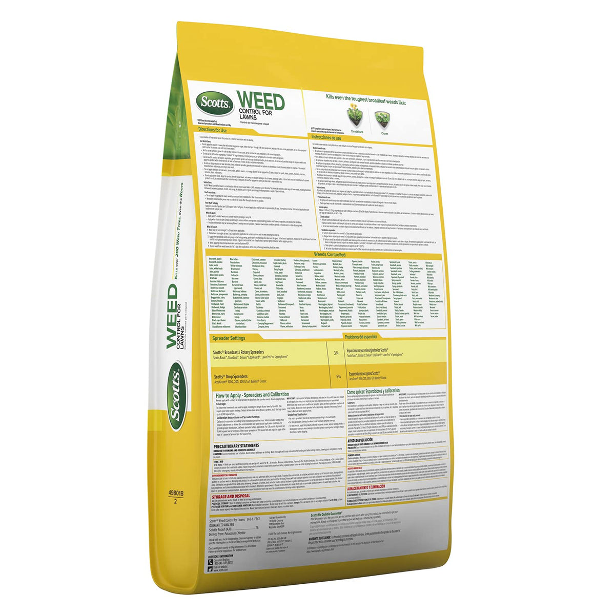 One bag of Scotts Weed Control covers up to 5,000 sq ft for lawn coverage.