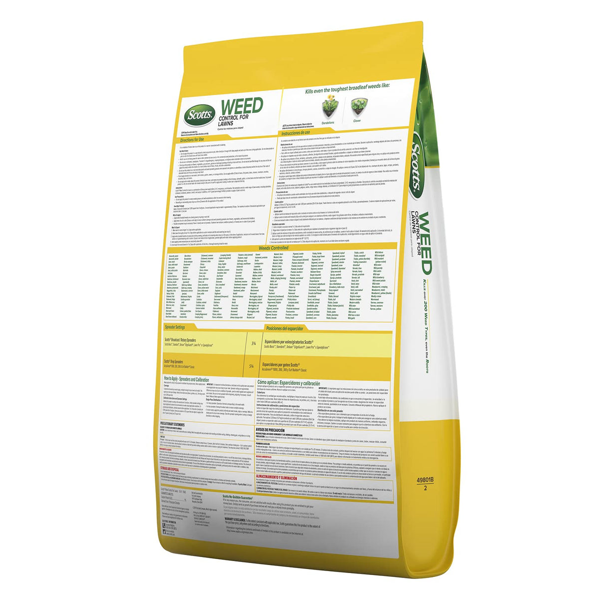 Scotts Weed Control for Lawns applied in the morning when dew is on grass.
