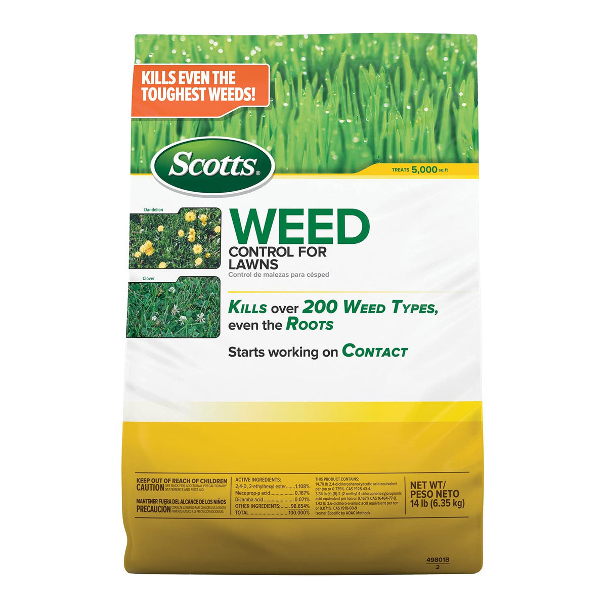 Scotts Weed Control for Lawns Northern 14 lb bag ready for spring treatment.