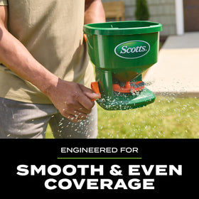 Scotts Whirl applies lawn fertilizer with controlled distribution