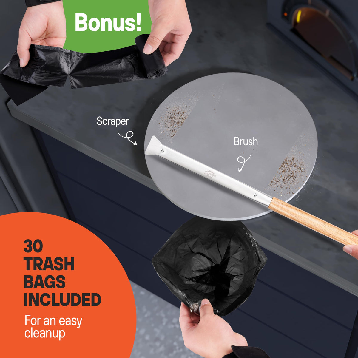 SCRUBIT two brush heads included for versatile stone cleaning