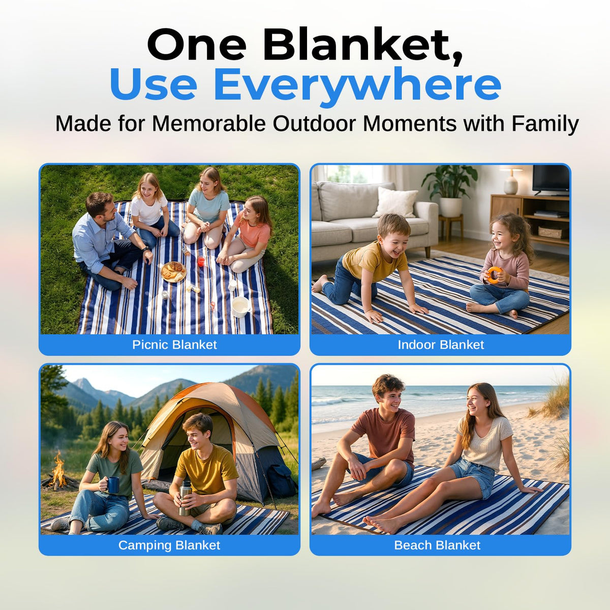 scuddles family picnic blanket is ideal for beach, camping, and parks.