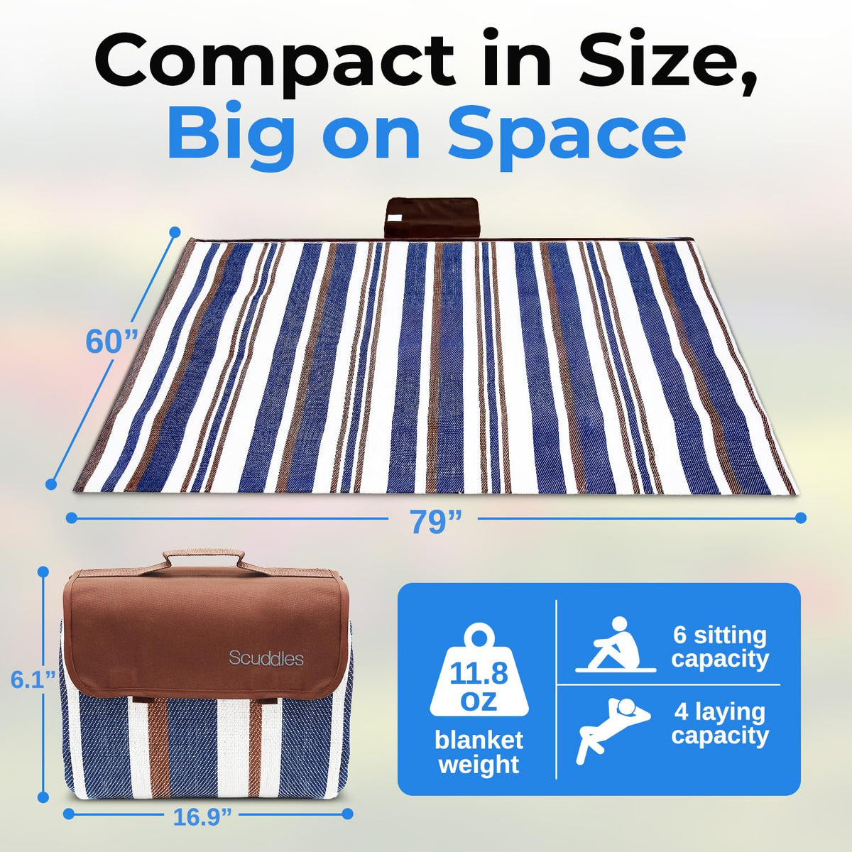 scuddles picnic blanket soft top layer adds comfortable seating outdoors.
