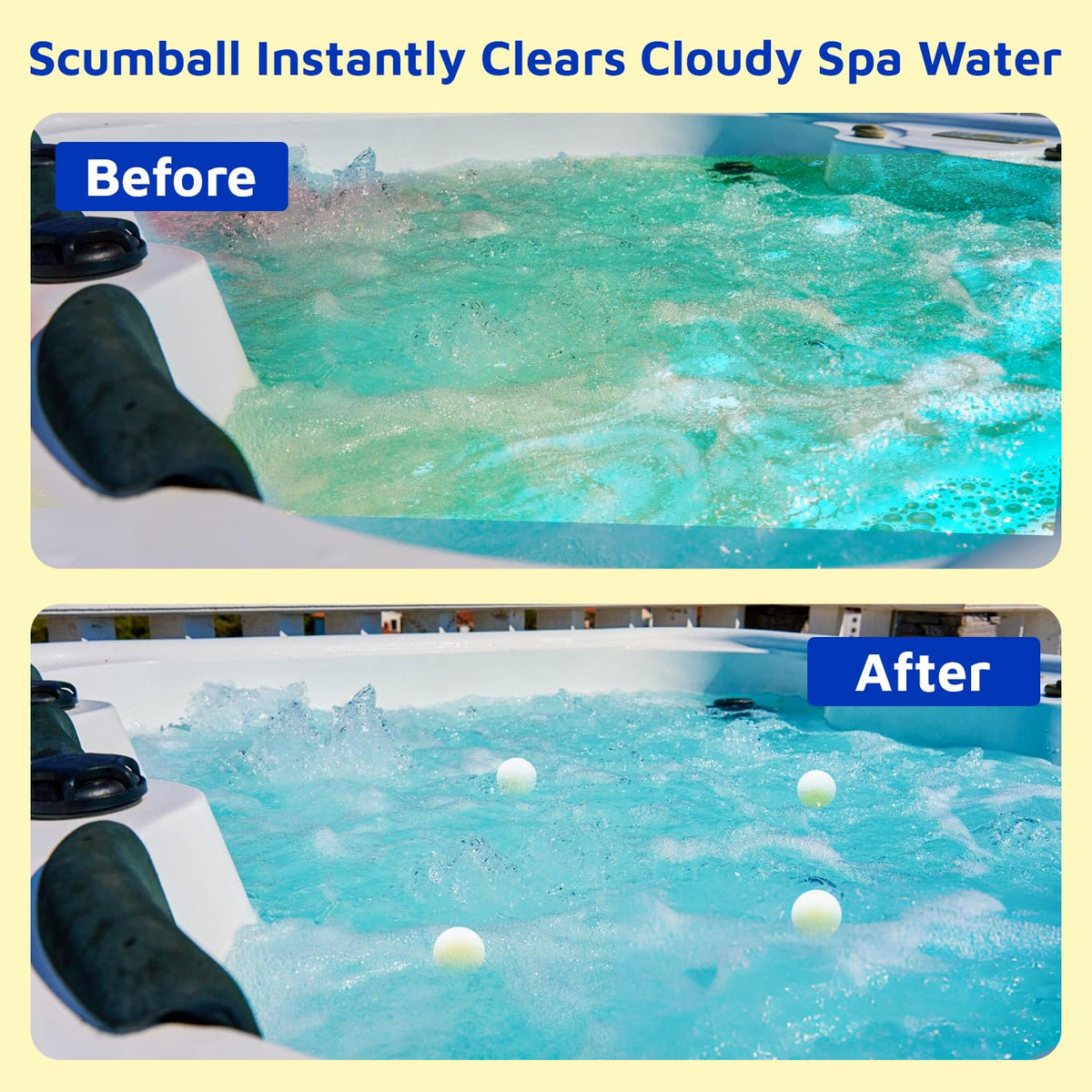 SCUMBALL spa-scum remover keeps surfaces pristine near the skimmer