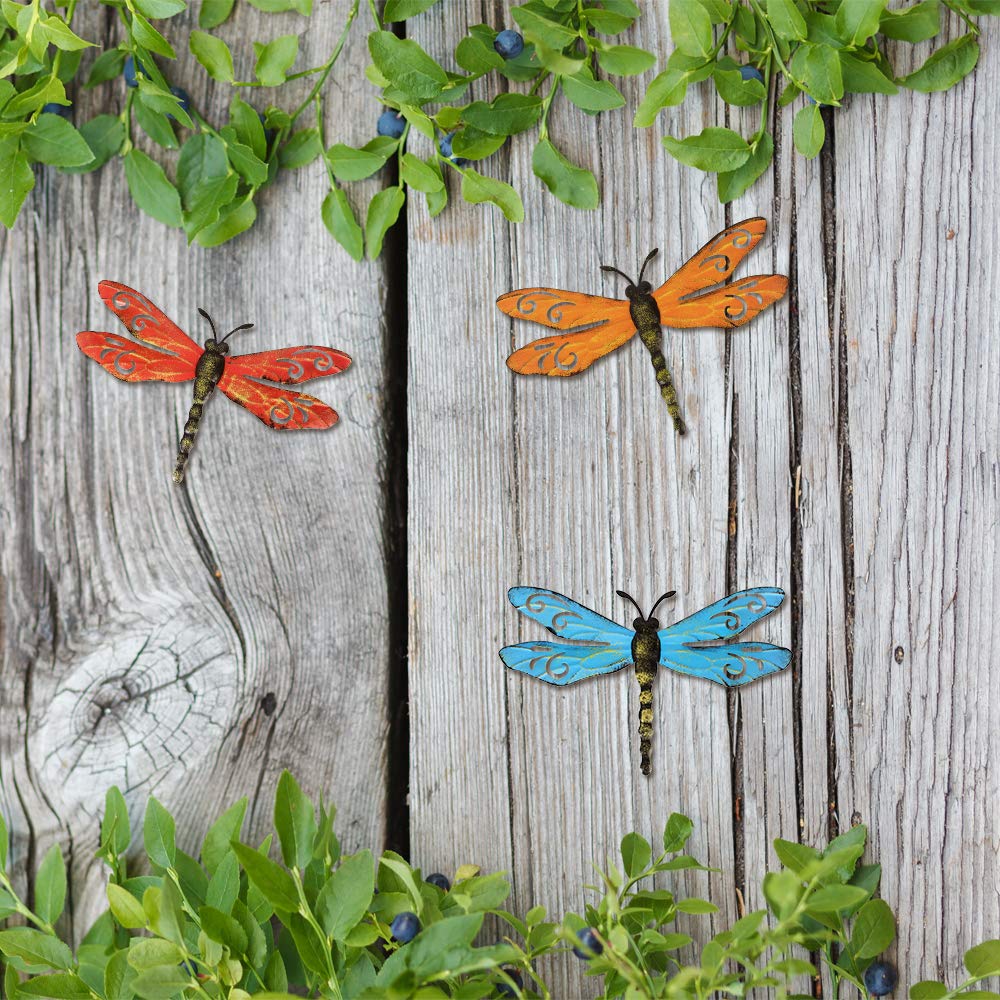 Scwhousi dragonfly wall decor for indoor or covered outdoor spaces.