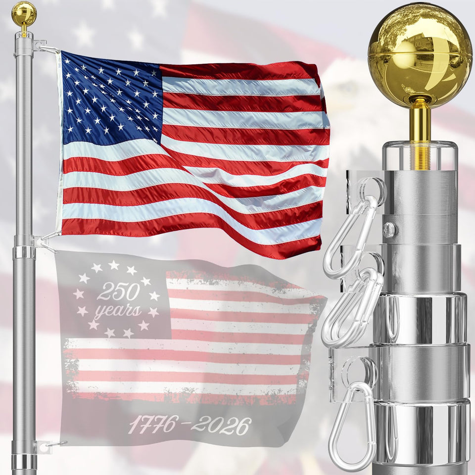 SCWN heavy-duty 20ft flag pole exterior installation highlights sturdy aluminum construction for outdoor use