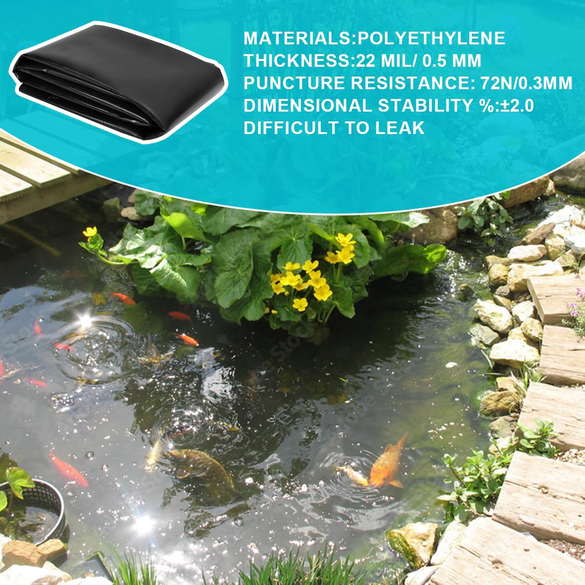 SDLDEER pond liner 20mil Durable surface for long-lasting outdoor ponds.