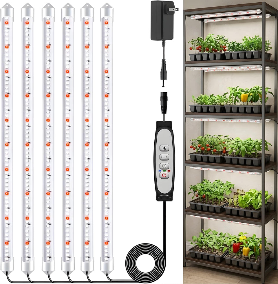 SDOVUERC 16-inch six-bar grow light front view showing even spectrum for indoor plants.