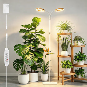 SDOVUERC full-spectrum grow light stand with woody base, stylish indoor gardening.