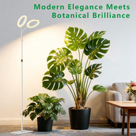SDOVUERC grow light on adjustable-height stand beside lush houseplants