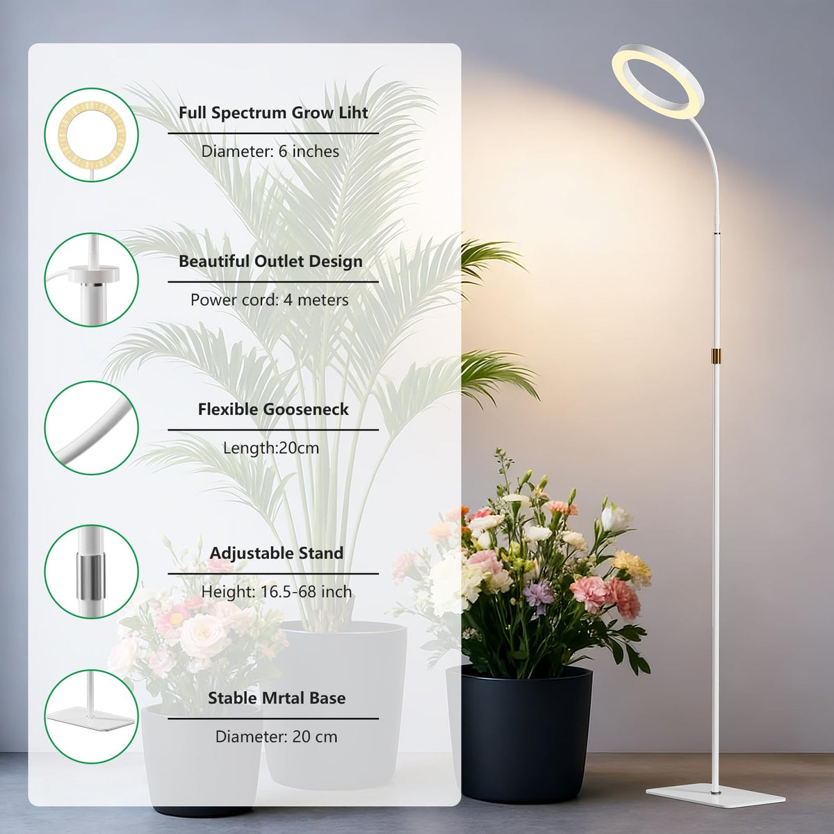 SDOVUERC two-heads white unit ideal for home décor and plant care