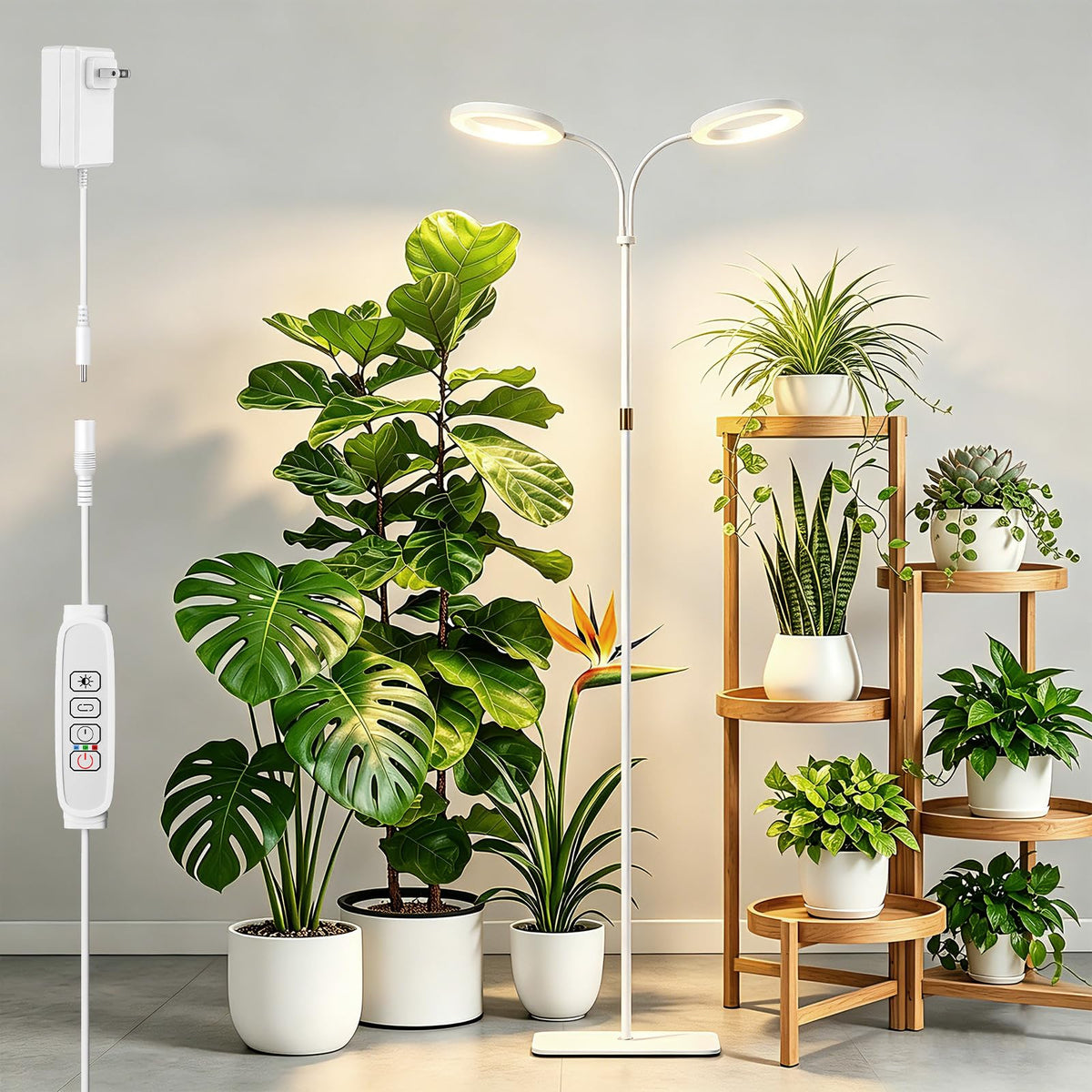 SDOVUERC grow light two-heads white for thriving indoor plants
