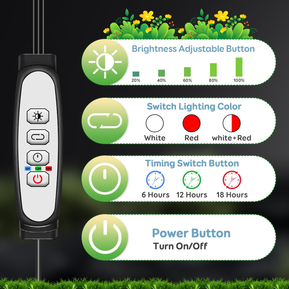 SDOVUERC Tri-Heads 15W output brightens seedlings and houseplants effectively