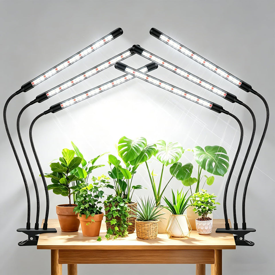 SDOVUERC Tri-Heads grow light overview with adjustable gooseneck for reliable seedling care