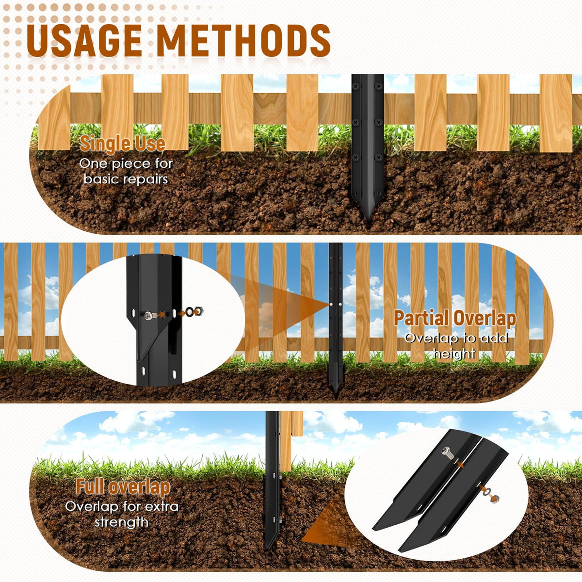 SDSNTE heavy-duty 14 Ga steel stakes for sturdy repairs
