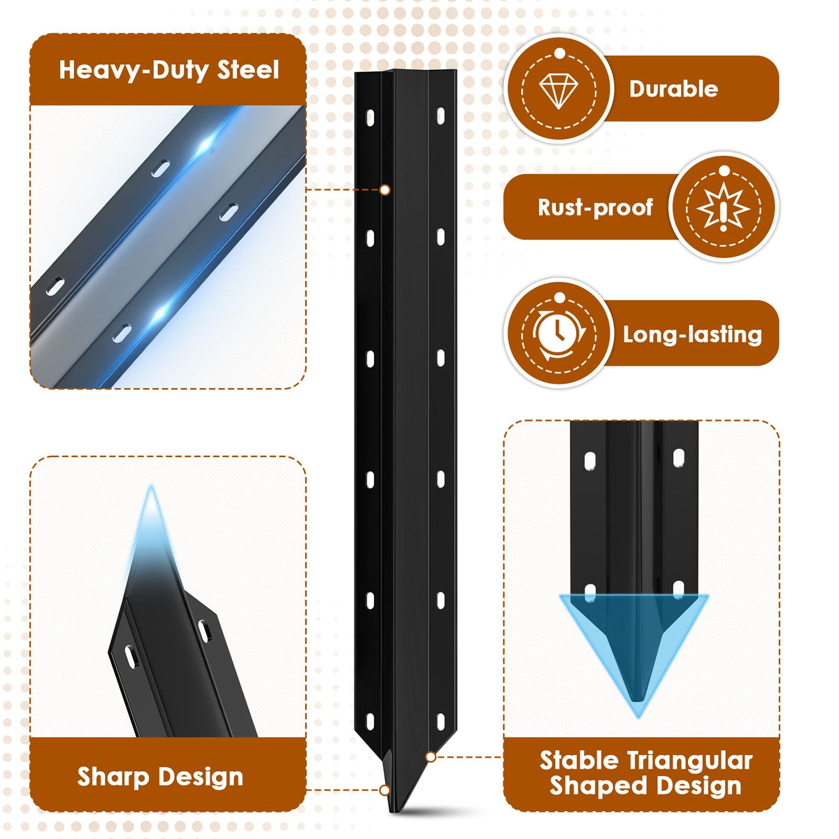 SDSNTE stake with stoving varnish coating resists water and corrosion