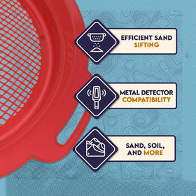 Mesh bag display from SE for easy storage and transport of sifting pans on adventures.
