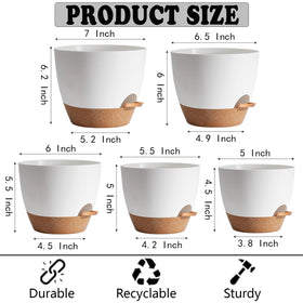 SE SUN-E self-watering pot, 6-inch, modern white finish enhances décor