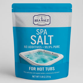 Sea Salt Superstore hot tub salt bag ready for easy spa maintenance.