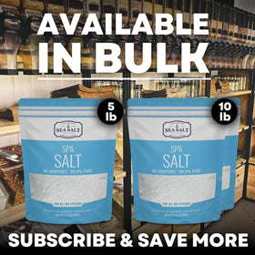 Sea Salt Superstore salt crystals in bottle for premium spa care.