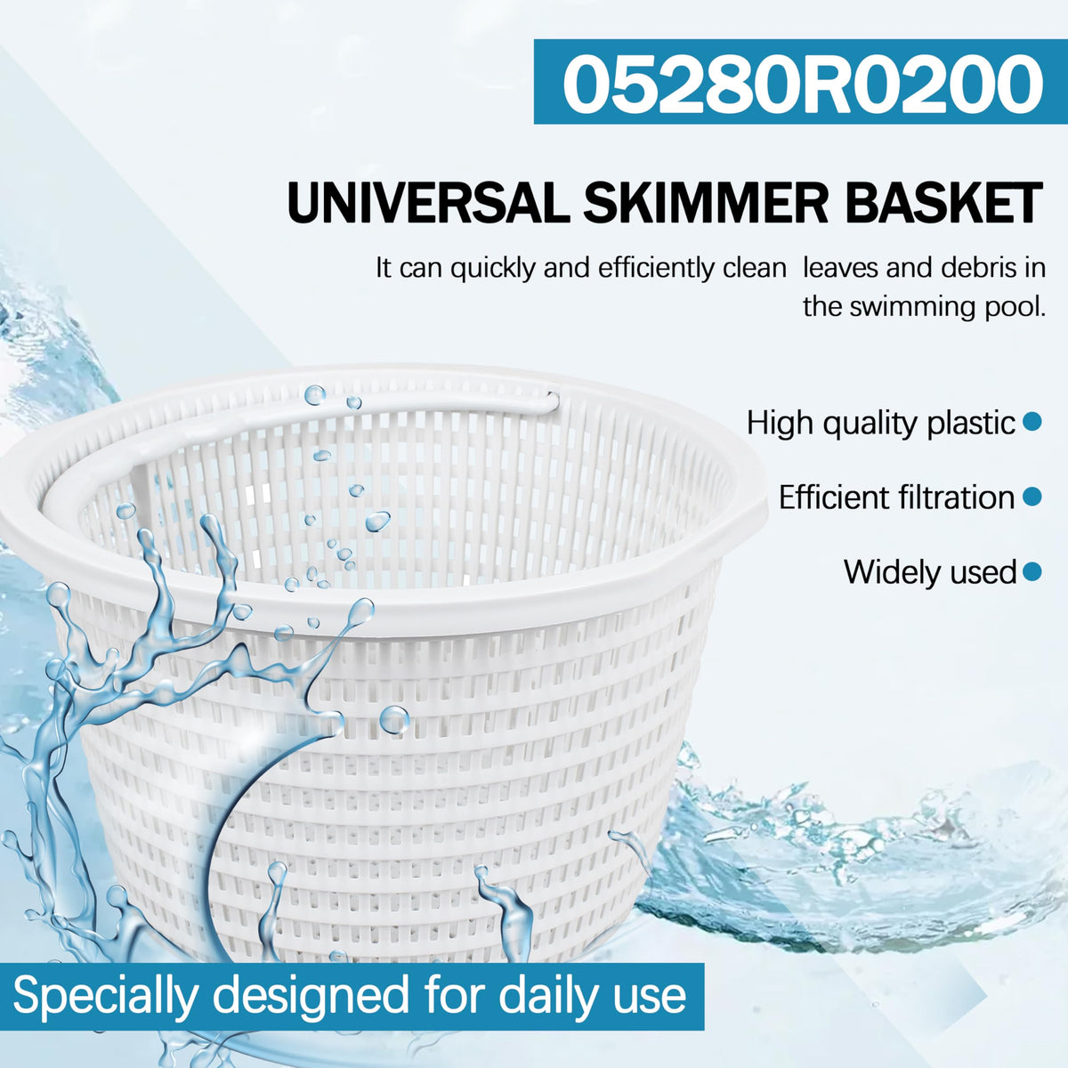 Seaiyomg heavy-duty, UV-resistant basket designed to endure harsh pool chemicals.