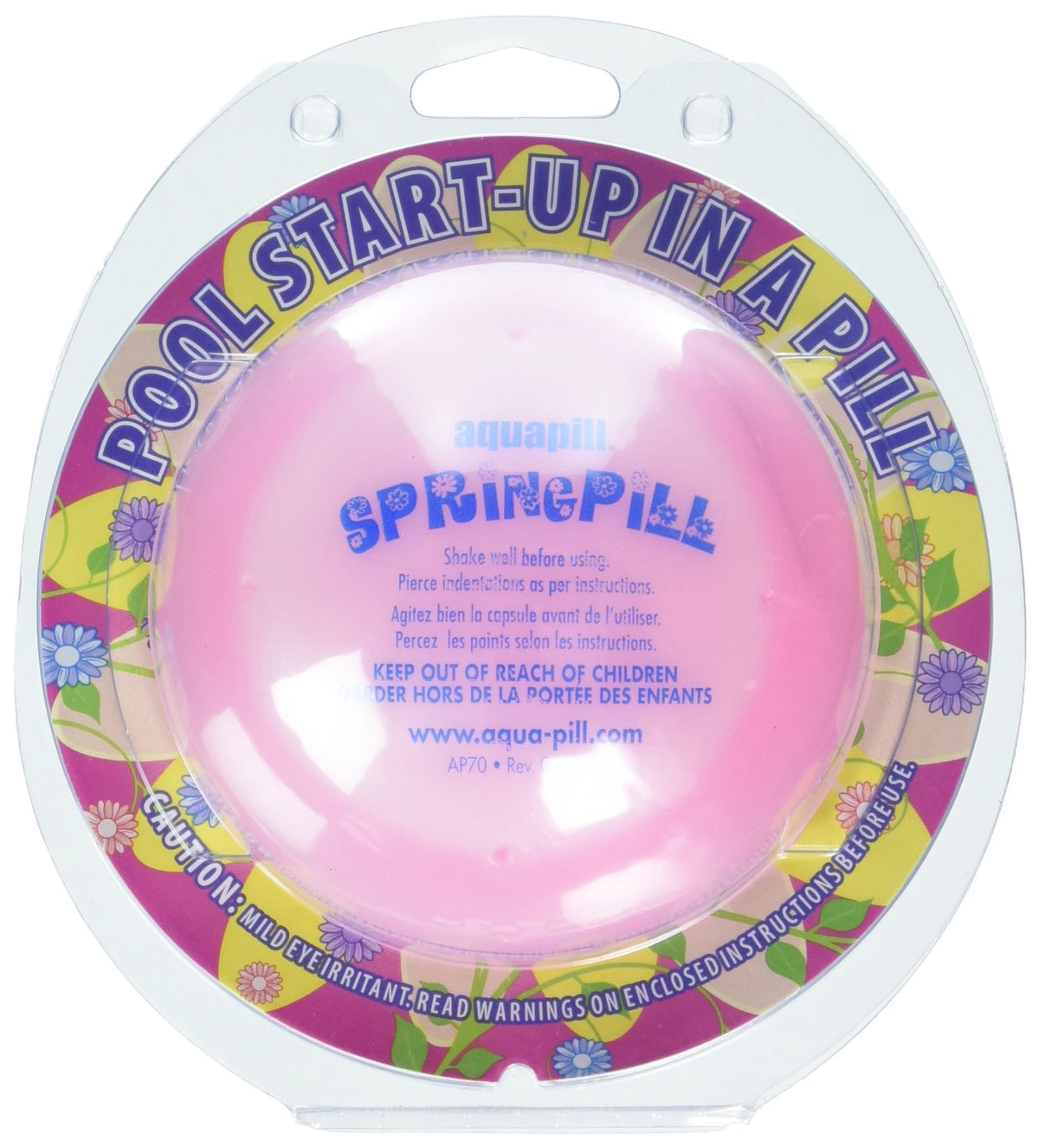 SeaKlear AquaPill AP70 SpringPill pool start up pill visible in skimmer for easy spring pool openings