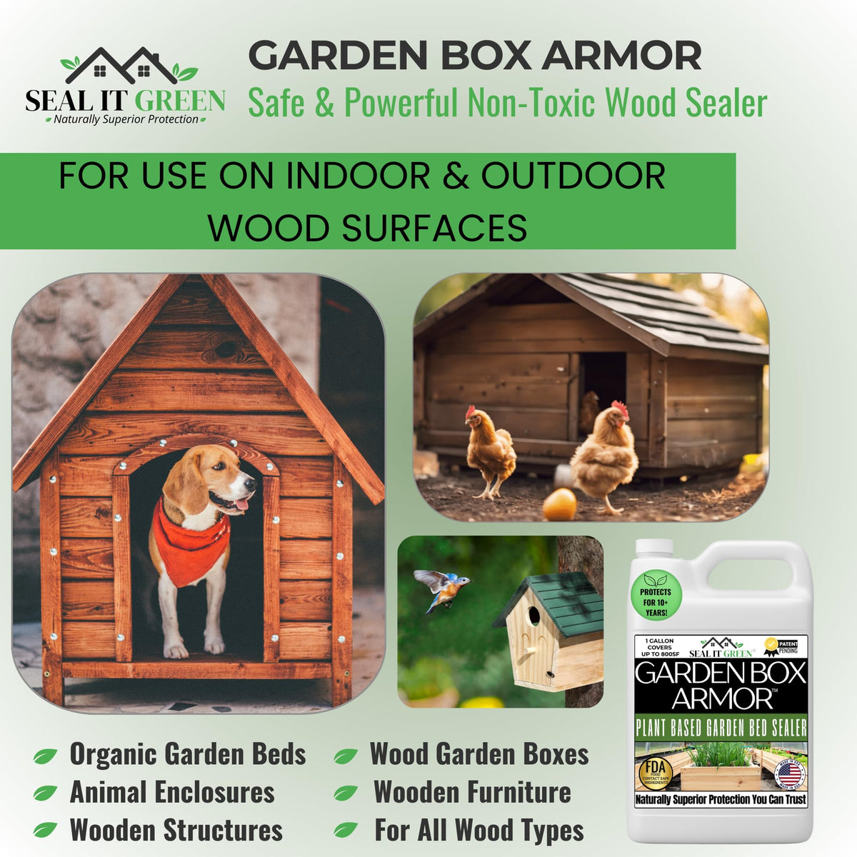 Seal It Green Garden Box Sealer protecting a pet house from moisture