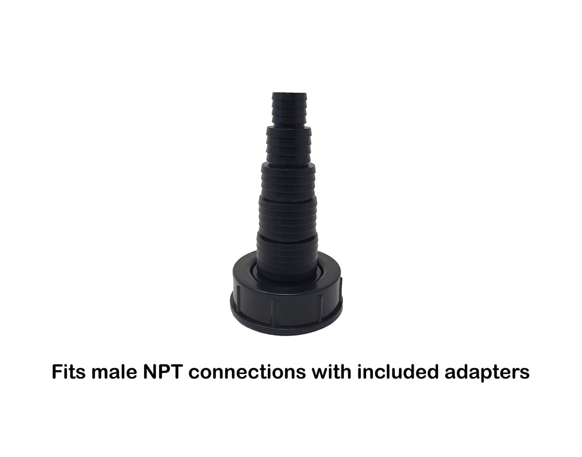 Sealproof Pond Tubing Pump Fitting barbed design with stainless clamps for a tight seal