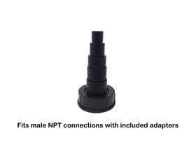 Sealproof Pond Tubing Pump Fitting barbed design with stainless clamps for a tight seal