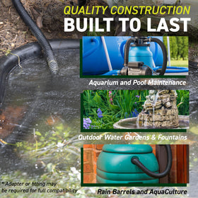 Sealproof pond tubing runs to a water fountain installation for consistent motion.