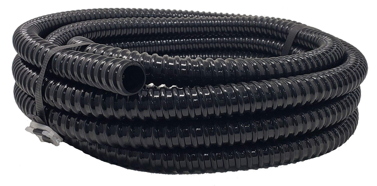 Sealproof tubing sits discreetly beneath the water surface in a pond.