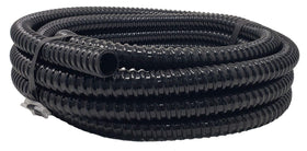 Sealproof tubing sits discreetly beneath the water surface in a pond.