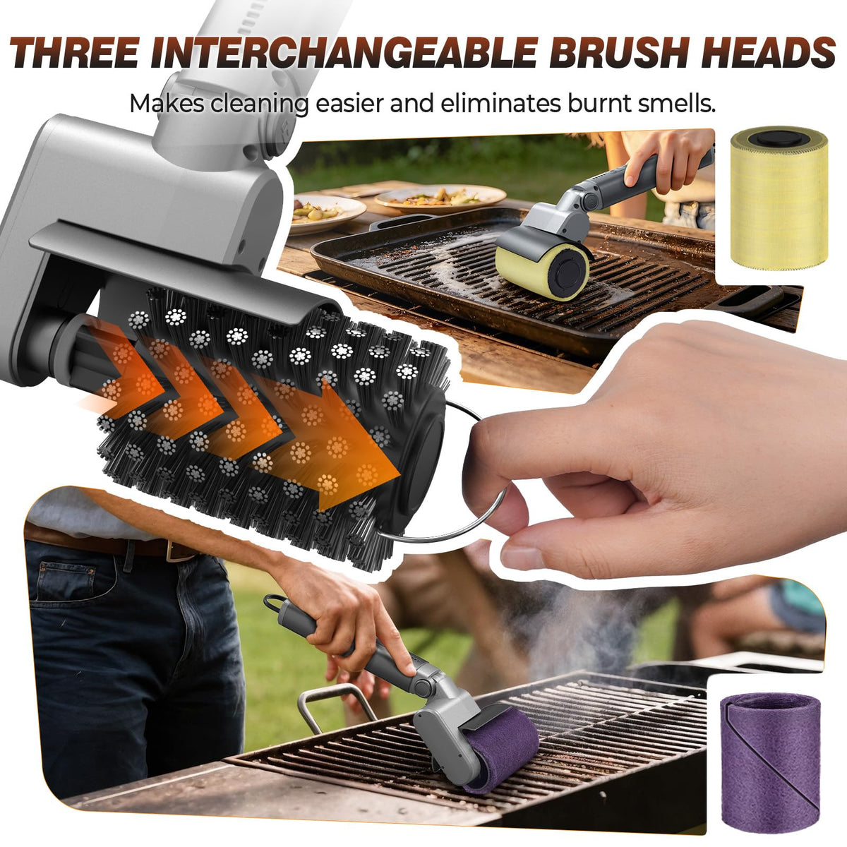 SEANCHEER interchangeable head polishing for smooth finish on grills