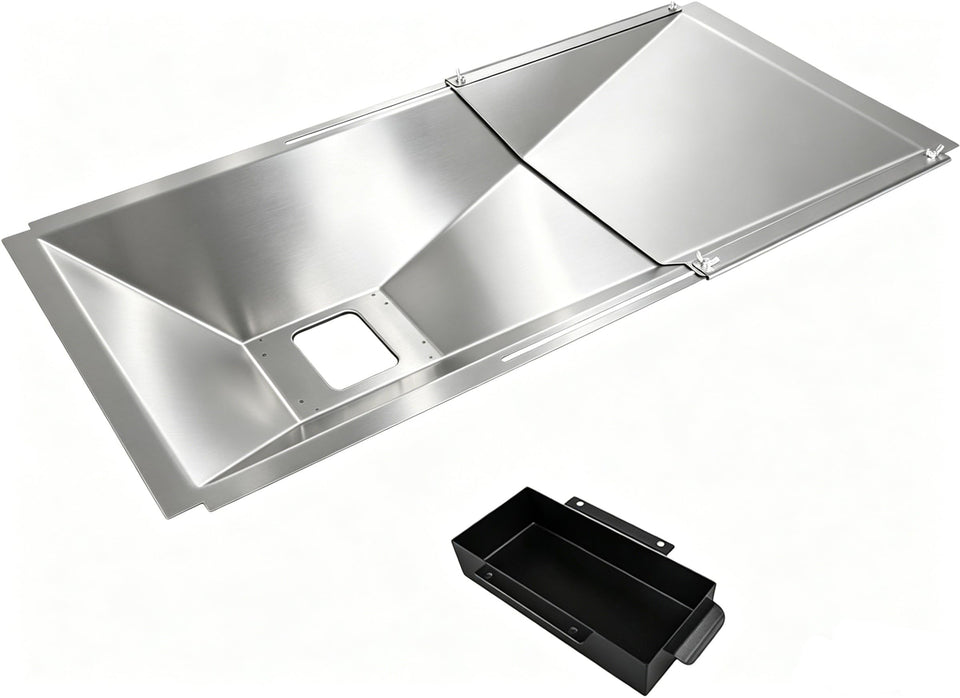 SearCook universal grease tray with extended-length design for versatile grill compatibility.