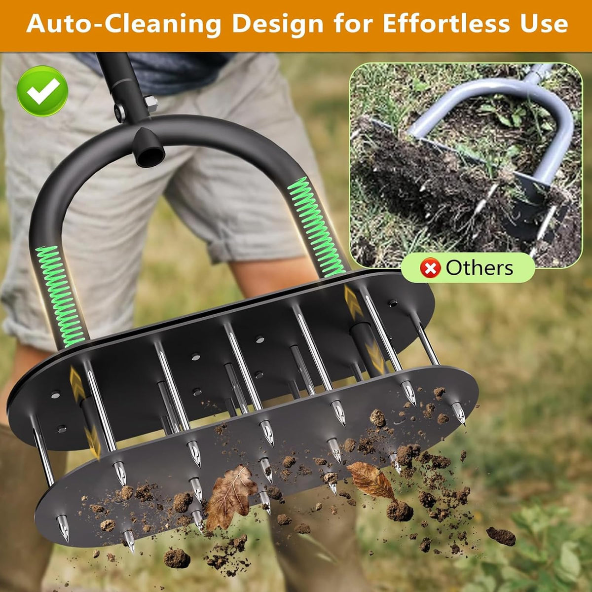 Seasky Lawn Aerator dual layer spring design improves aeration efficiency
