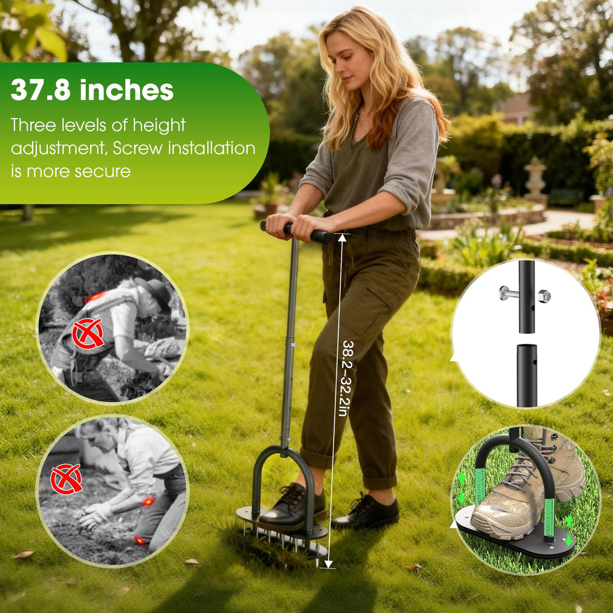 Seasky Lawn Aerator wide foot plate for stable footing